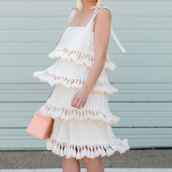 mestiza Dresses & Skirts - Mestiza NWT Cream Tassel Dress Sz.M